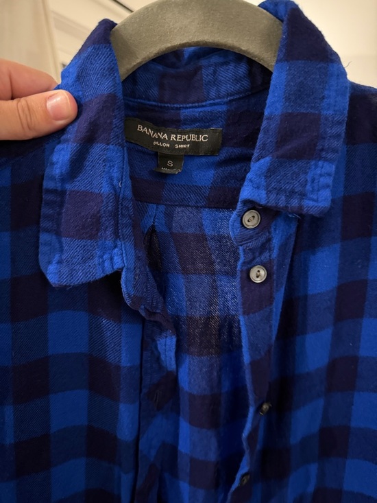 Banana Republic Tops - Banana Republic Blue and Navy Plaid Button-Up Shirt